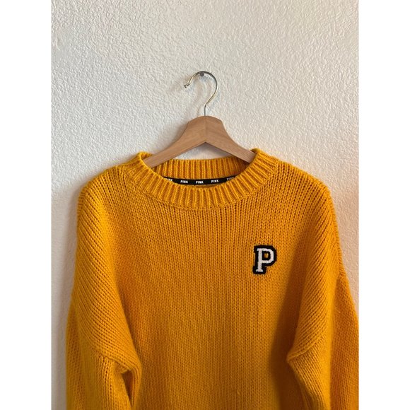 PINK Victoria's Secret Yellow Oversized Sweater Women's Size Large Crewneck Wome - Picture 2 of 7